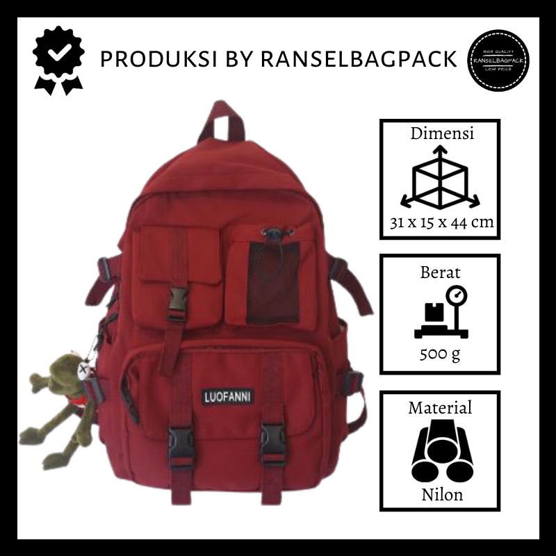 Tas Ransel - Backpack Punggung Bahu Sekolah Kekinian Terbaru Murah Casual Simpel Elegan Multifungsi Stylish Pria Wanita Cewek Cowok