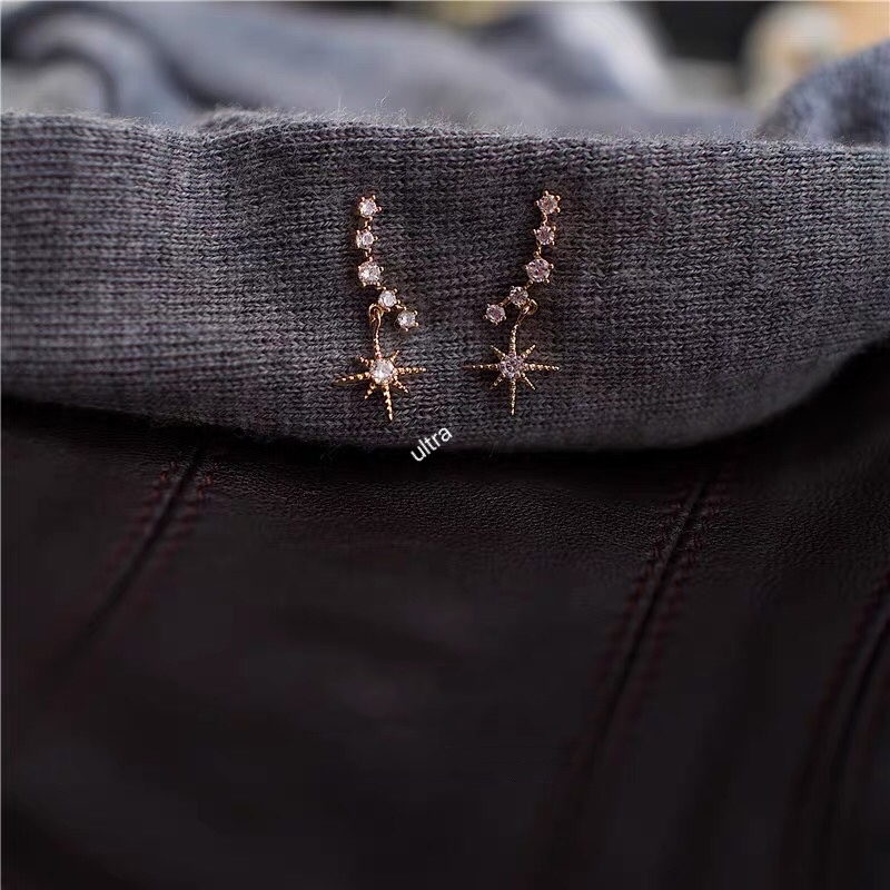 925 Jarum Perak Shinning Star in Gaya Anting Siswi Korea Versi Anting Sederhana-1