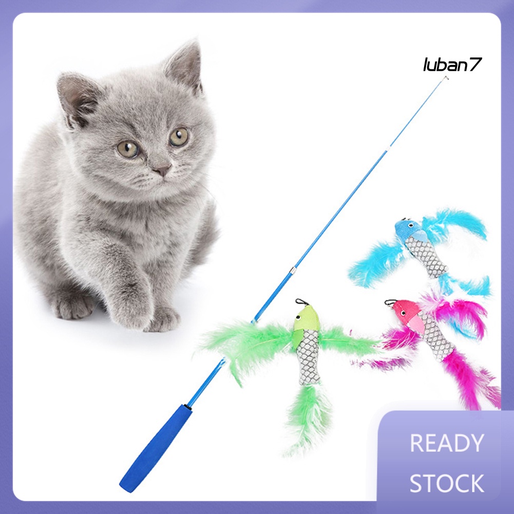 LUBA Telescopic Wand Stick Kitten Cats Teaser Catcher with 3 