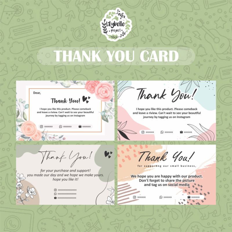 Jual Thank You Card Olshop Thanks Card Olshop Custom Kartu Ucapan Terimakasih Custom