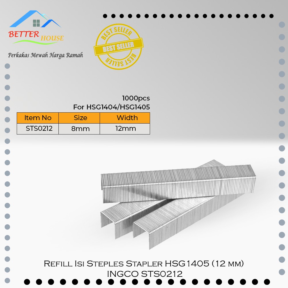 

Refill Isi Steples Stapler Staples HSG1405 (12 mm) INGCO STS0212