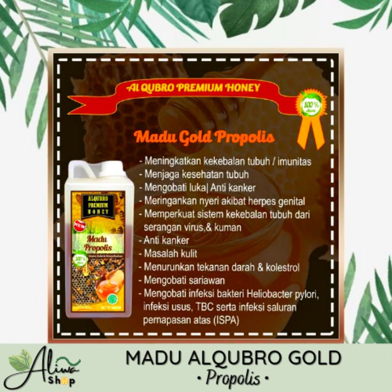 

ALIWA [READY] Madu Alqubro Premium - Varian Gold - PROPOLIS | Netto 1000 gr