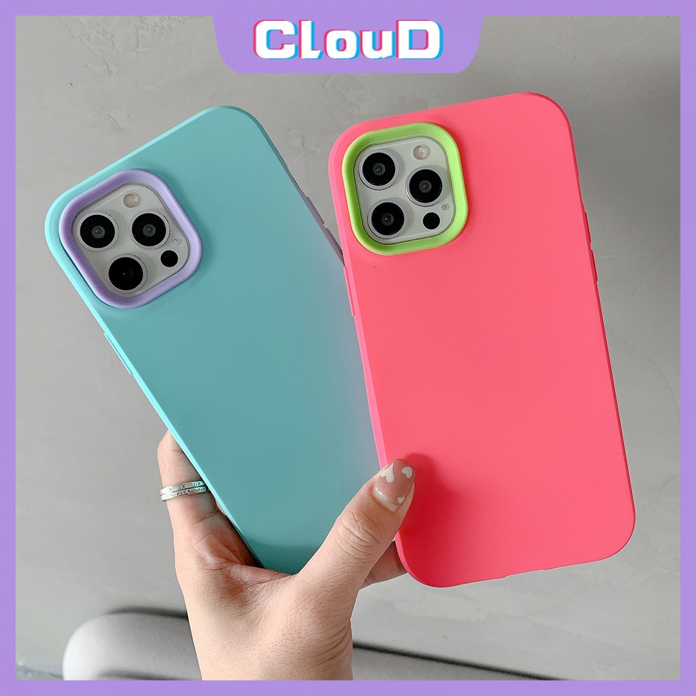 Soft Case Pelindung Lensa 3 in 1 Bahan Silikon Warna Permen Untuk IPhone 13 11 12 Pro Max XR 7plus 8plus XS X 7 8 6 6S