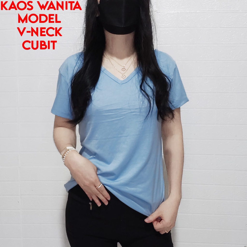 JESETA KAOS ATASAN WANITA V NECK CUBIT GROSIR MURAH ATASAN WANITA TSHIRT WANITA