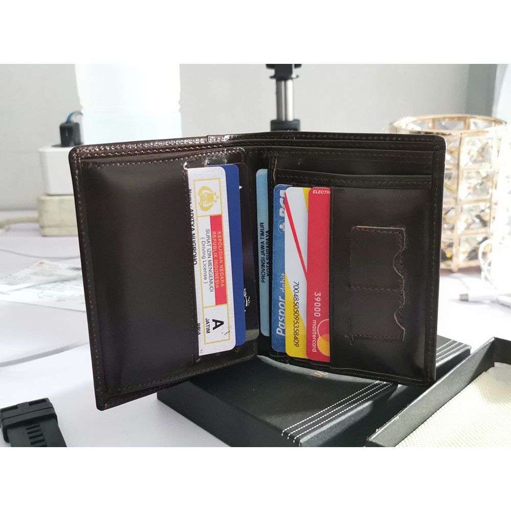 Dompet kulit asli three fold tipis Pria