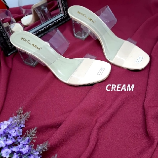  Sandal  Wanita Block Heels  Kaca  Premium HT77 Shopee Indonesia