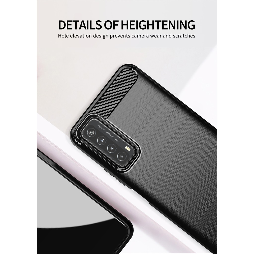 Case VIVI Y20i New Soft Case Carbon Premium Casing + Tempered Glass Full Layar