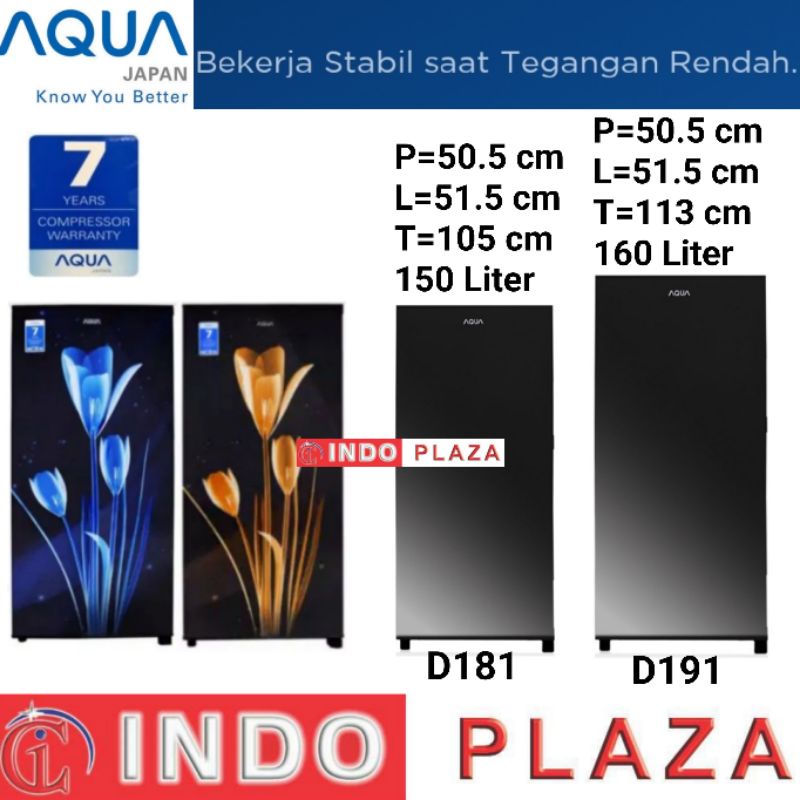 KULKAS 1 PINTU AQUA AQR-D181 / D191 model bunga dan polos