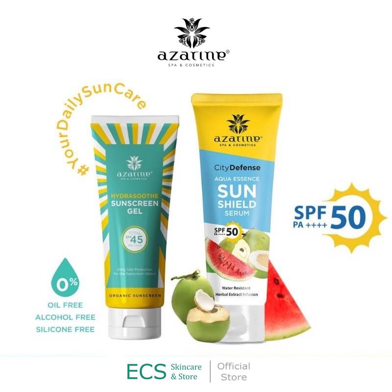 Sunscreen Azarine All Semua Varian - Hydrasoothe Gel SPF45 / City Defense Aqua Essence Serum SPF50 / Mist Sunscreen / Hydramax C Sunscreen / Tone Up - BPOM Tabir Surya Wajah - Orange Hijau Biru Suncreen Sunscren Suncren Sunblock Sunblok Sun creen Sun blok