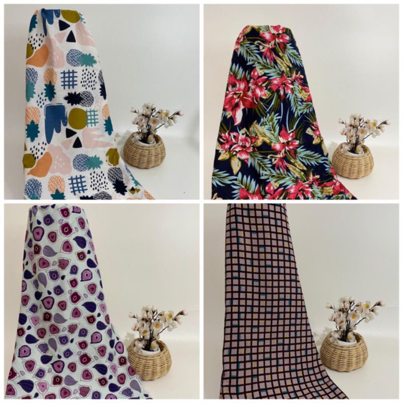 Kain Katun Rayon Viscose Import Motif