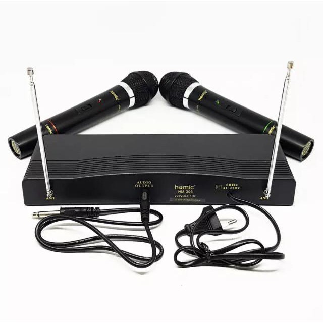 Mic / Microphone Wireless Double sepasang Homic HM-306