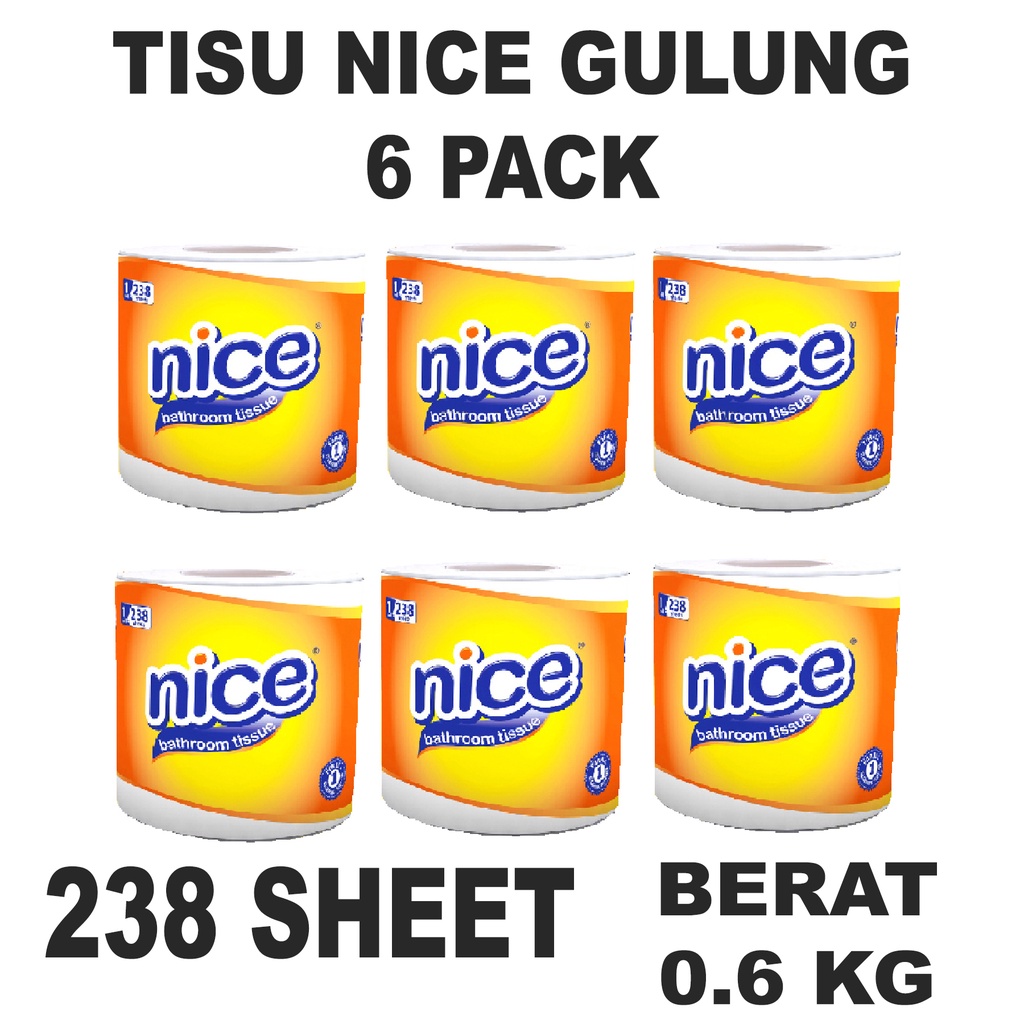 PROMO 6 PCS Tisu Tissue nice toilet gulung 1roll 2 ply 238 sheets /