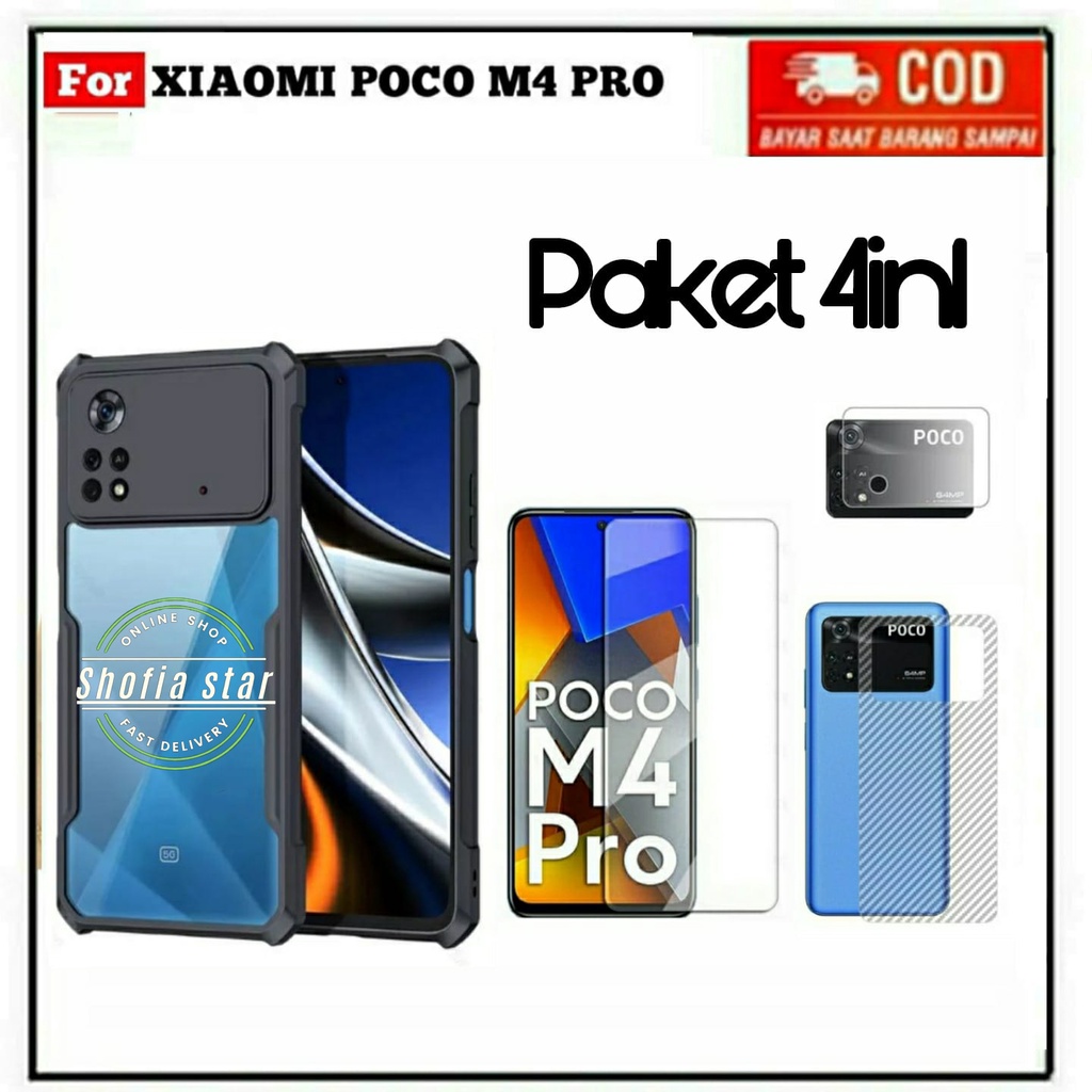 4IN1 CASE POCO M4 PRO SOFTCASE SHOCKPROOF TRANSPARAN CAMERA PROTECT CASING