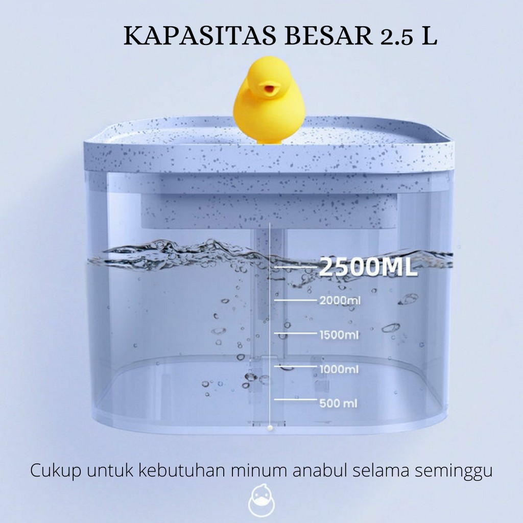 Pet Water Dispenser Fountain/Tempat Wadah Minum Air Mengalir/Air Mancur Hewan Kucing Anjing (Bebek)