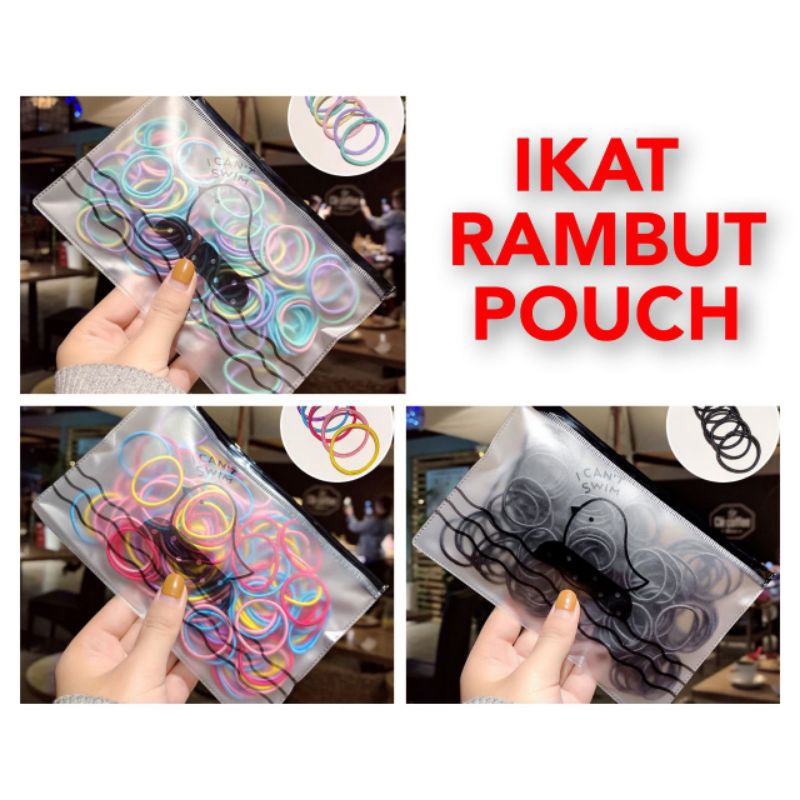 100 ikat rambut KOREA free pouch/tali rambut donat kecil/aksesoris rambut/kuncir rambut