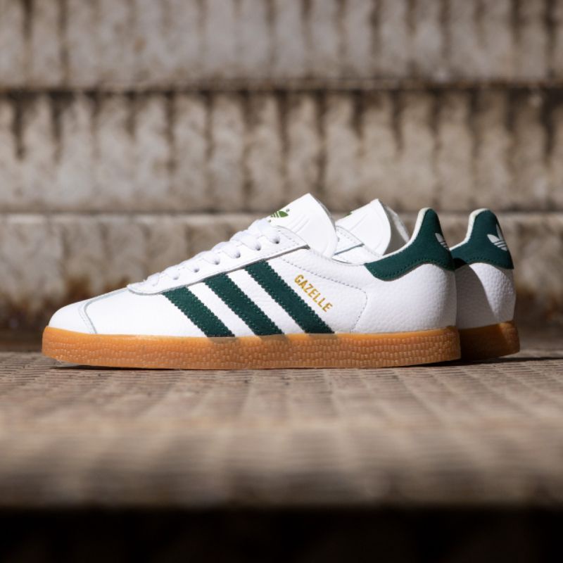 Adidas Gazelle White Green Sol Gum Original Sneakers Pria