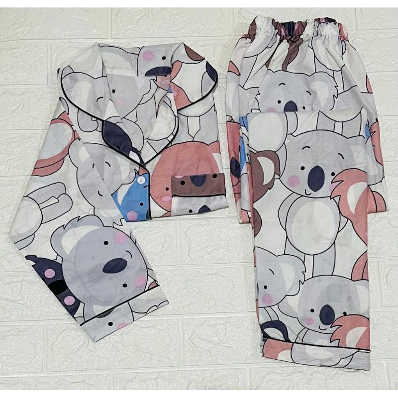 Baju tidur wanita piyama PP bahan soft katun adem lembut all size-Bear
