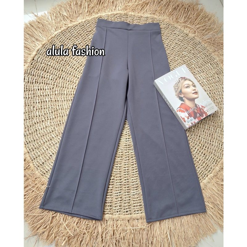 KULOT SCUBA CUBIT PREMIUM /CELANA KULOT WANITA HIGH WAIST/ Size S M L XL-Abu tua