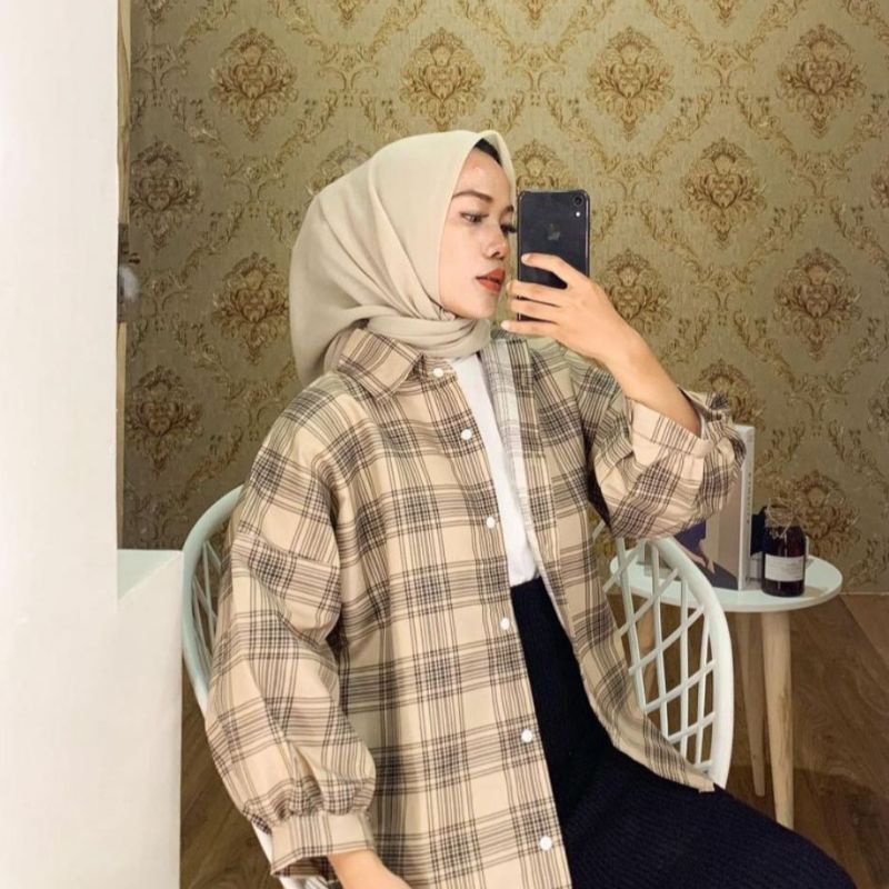 BLOUSE/KEMEJA  COD/Bayar ditempat/Gratis Ongkir  || Blouse TARTAN LENGAN BALON MIZU KOREAN STYLE | KEMEJA FLANEL WANITA NUMMA/KEMEJA CROP LENGAN PANJANG TARTAN/NUMMA CROP PLANEL KEMEJA KOTAK KOTAK