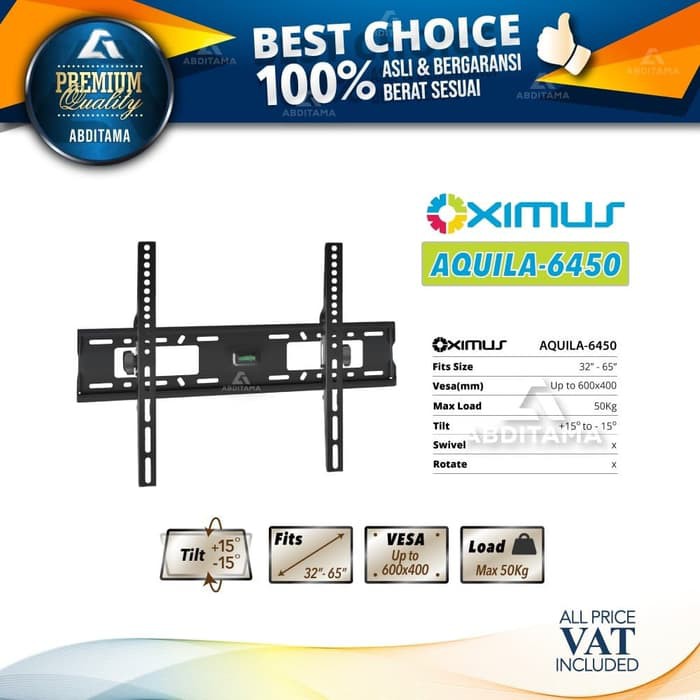 Bracket Braket Breket TV Tilt LCD LED Plasma 32&quot; - 65&quot; Oximus Model Aquila 6450 Adjustable Universal Import