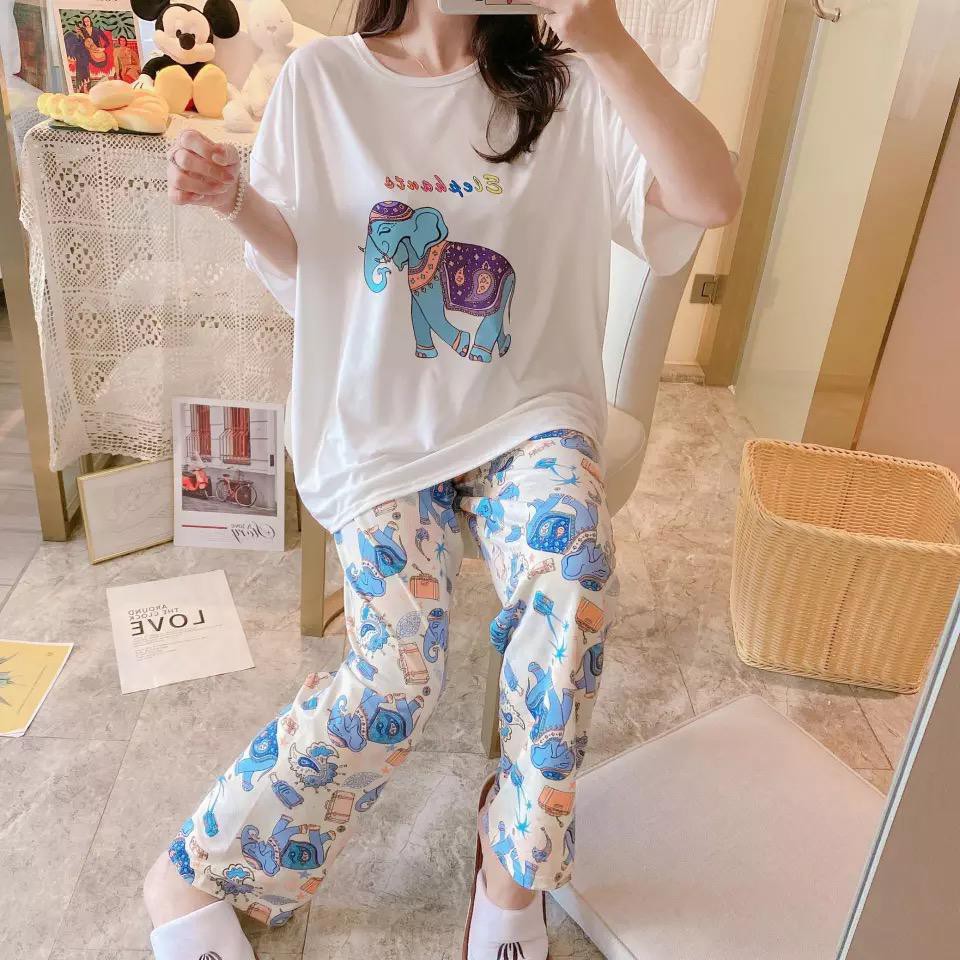 Baju Tidur Piyama Set/Piyama Wanita Import/Baju Piyama Celana Panjang/Woman Sleep Wear-H3-Gajah