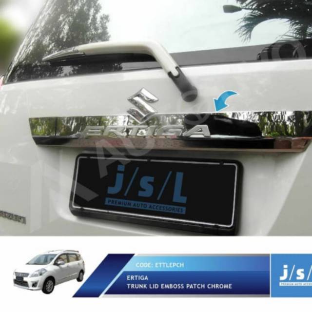 Aksesoris fariasi tambahan jsl list bagasi belakang Ertiga trunk lid patch chrome