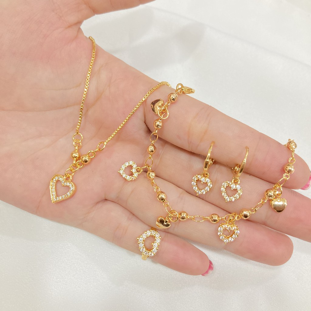 Set Perhiasan Anak Love Lapis Emas 18K Aksesoris Fashion