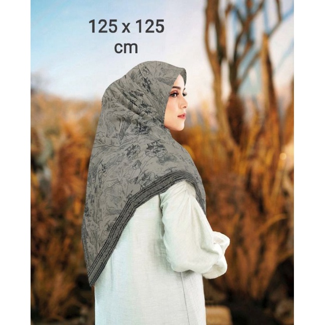 SALE HIJAB / NABILL COKLAT SYARI / COD / KERUDUNG VOAL MOTIF / SEGI EMPAT SYARI / JILBAB TERBARU / L