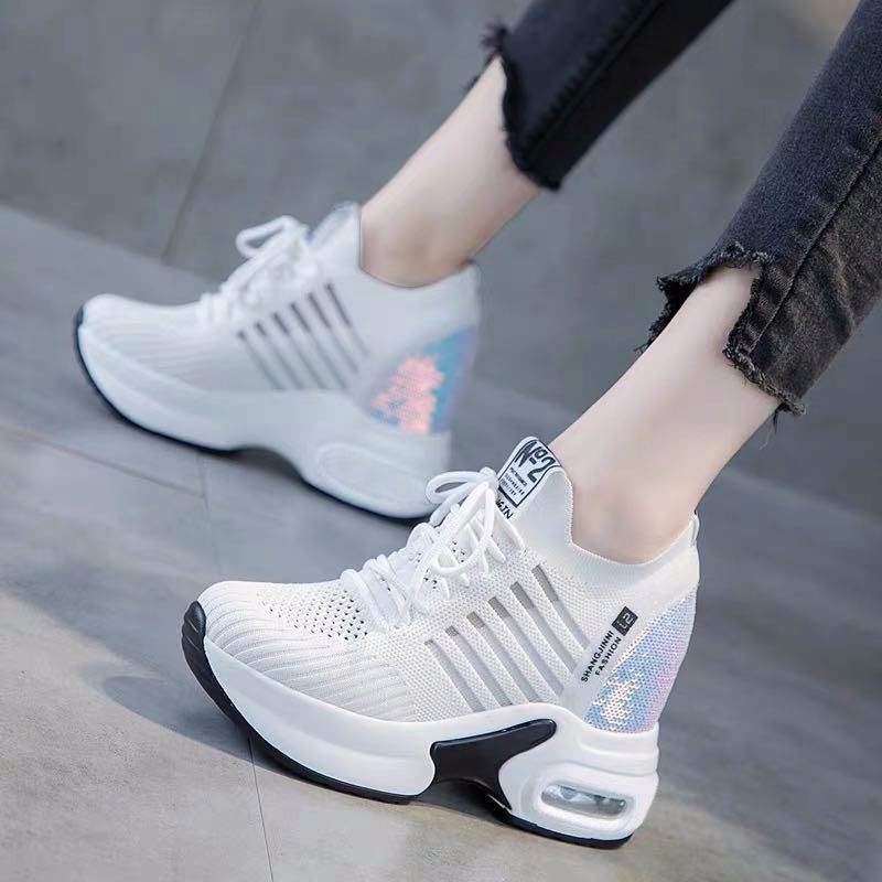 Sepatu Putih Wanita Import Sepatu Cewek Sneakers Tinggi Terbaru  Olahraga Jalan Modis SP-145