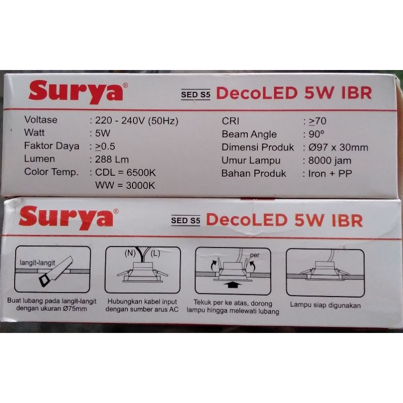 Downlight LED Inbow SURYA DecoLED 3Watt/ 5Watt/ 8Watt IBR Warna Putih