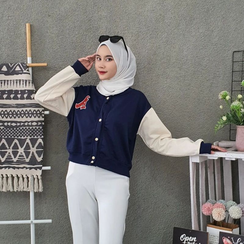 Jaket Wanita Crop | A Baseball jacket varsity | Jaket Bomber Crop | A Baseball