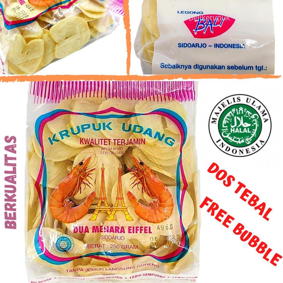 

[PRODUK TMQ99] KERUPUK UDANG SUPER DUA MENARA EIFFEL KUALITAS EKSPOR UKURAN MENTOR MEDE 250G S0Y