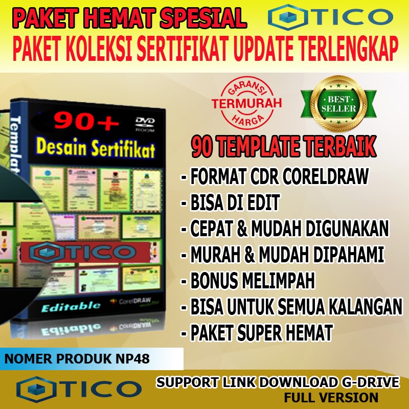 Paket Template Desain Sertifikat Siap Edit Design Format CDR Coreldraw Usaha Percetakan Multimedia Termurah Terlaris NP48