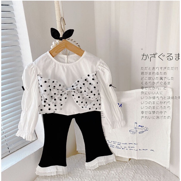 CHUBBI 8 DOT PITA Setelan Set Anak Perempuan BlackWhite