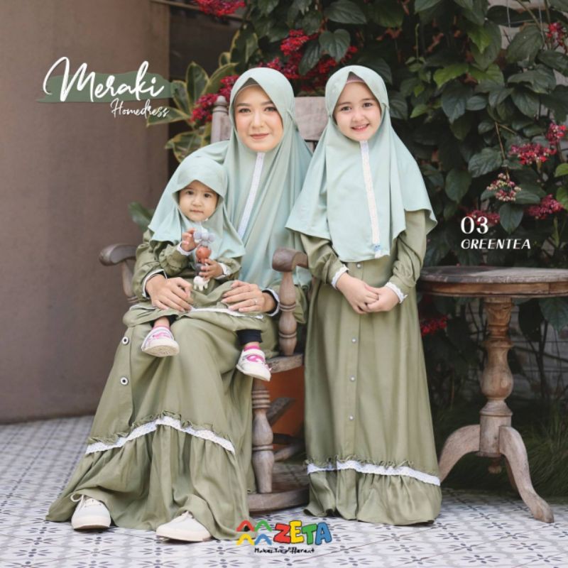 GAMIS HOMEDRESS COUPLE HCMZ IBU ANAK 1-13 TAHUN MERAKI SERIES ORI ZETA OUTFIT