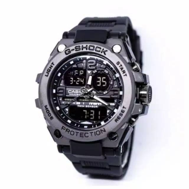 (Cod)Jam Tangan Pria GST-8600 Double Time Kepala Besi Strap Rubber(DiKirim Jakarta)