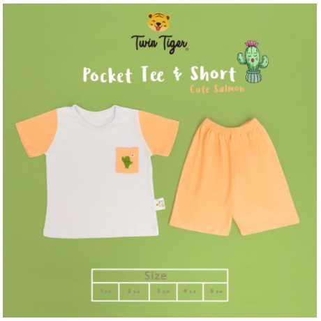 Twin Tiger Baby - Pocket Tee Cactus - Baju retro Setelan Anak - Baju Anak - Bayi SNI 0 - 5 th Cactus