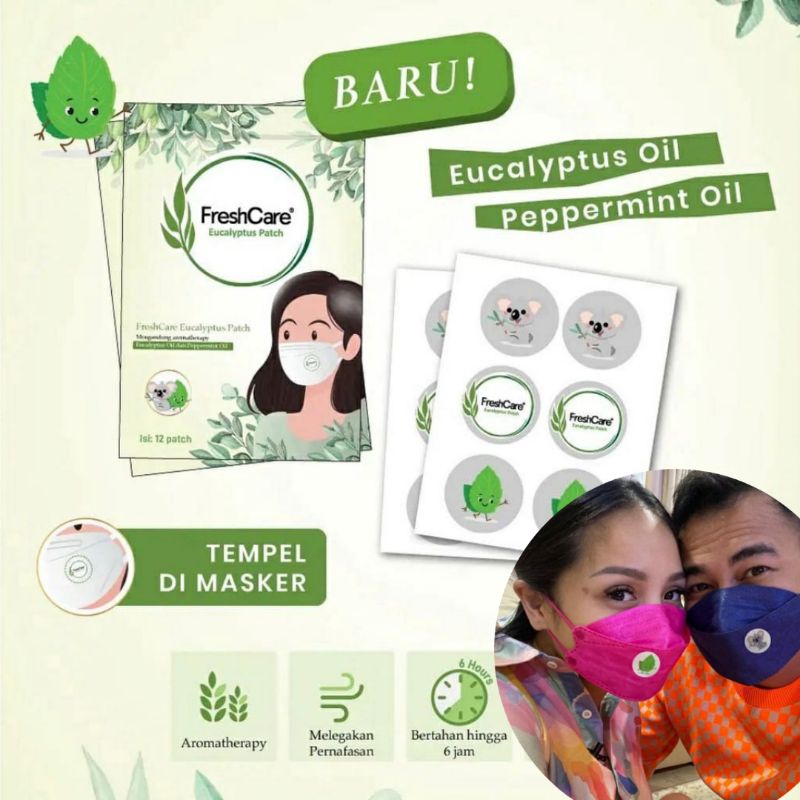 FRESH CARE Eucalyptus patch sticker tempel di makser stiker pengaharum masker aroma ekaliptus mint segar isi 12 artis