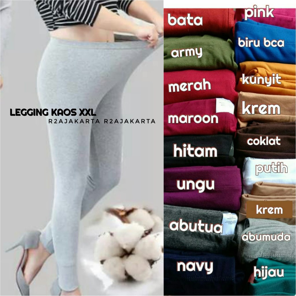 LEGGING KAOS PANJANG POLOS WANITA JUMBO XXL - R2AJAKARTA