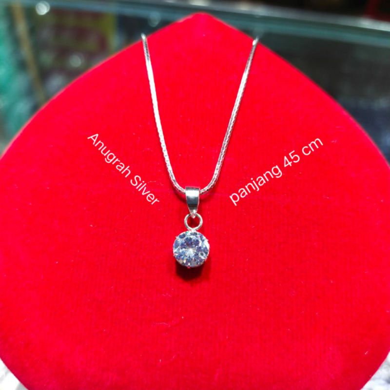 Kalung wanita italy Santa+liontin desy ukuran 45cm perak asli 925 remaja &amp; dewasa mata diamond putih kilau/Silver lapisan emas putih murni!!!