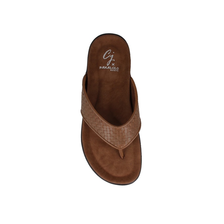 SANDAL JEPIT PAKALOLO PRIA ORIGINAL CASUAL KULIT ASLI COKLAT PB05