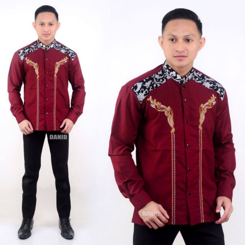 Kemeja Batik Pria Lengan Panjang Kombinasi Termurah Di Shopee M L XL