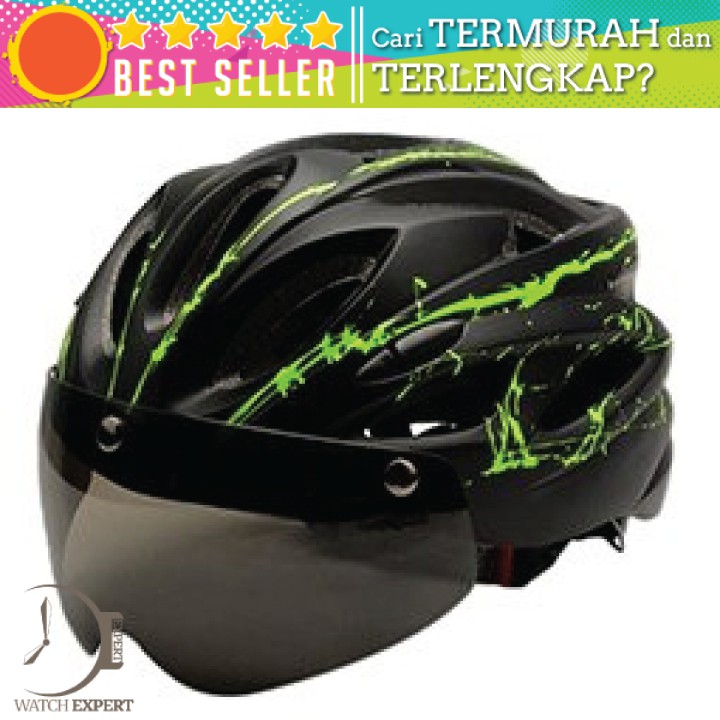 COD Helm Sepeda Cycling Bike Helmet - Hitam/Hijau