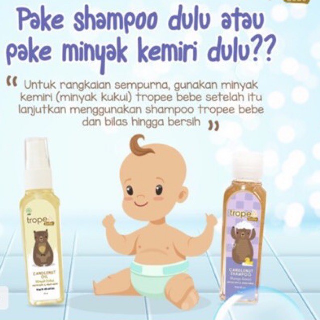 Tropee Bebe Candlenut Shampoo 100ml / Trope Bebe Shampo Kemiri Bayi Penumbuh Rambut Bayi Hair Oil Candlenut Hair Lotion Losion Bayi Perawatan Rambut Bayi Traveling Kit Newborn