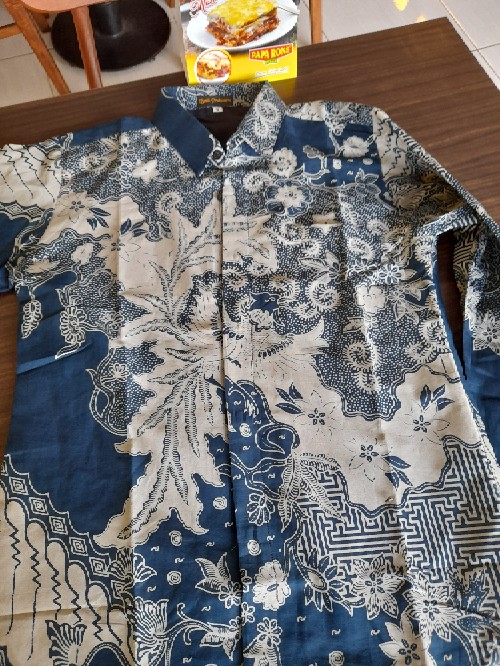 Murai Batu Kemeja Batik Pria Lengan Panjang Slimfit Katun Printing Hem Baju Atasan Kantor Modern