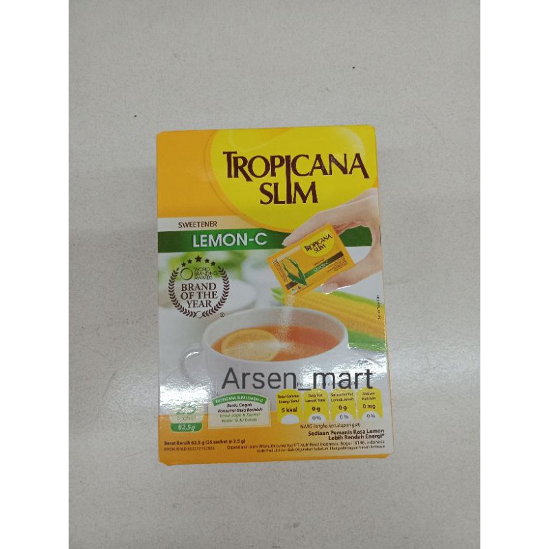 

TROPICANA SLIM SWEETENER LEMON 25×2,5gr (isi 25sachet)