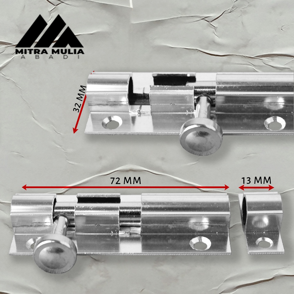 Slot Pintu Silver 3&quot; l Jendela Plat Tebal Grendel 3 Inch Inci l Barel Bolt | grendel slot pintu jendela 3 inch