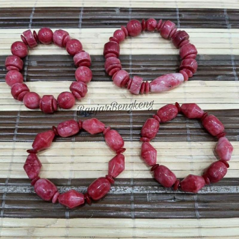 Gelang Batu Giok Merah Motif Asli Natural