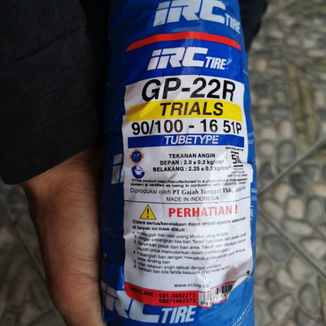 IRC 90 100 16 GP 22R TUBETYPE BAN TRAIL KEMBANG TAHU BELAKANG VELG RING 16