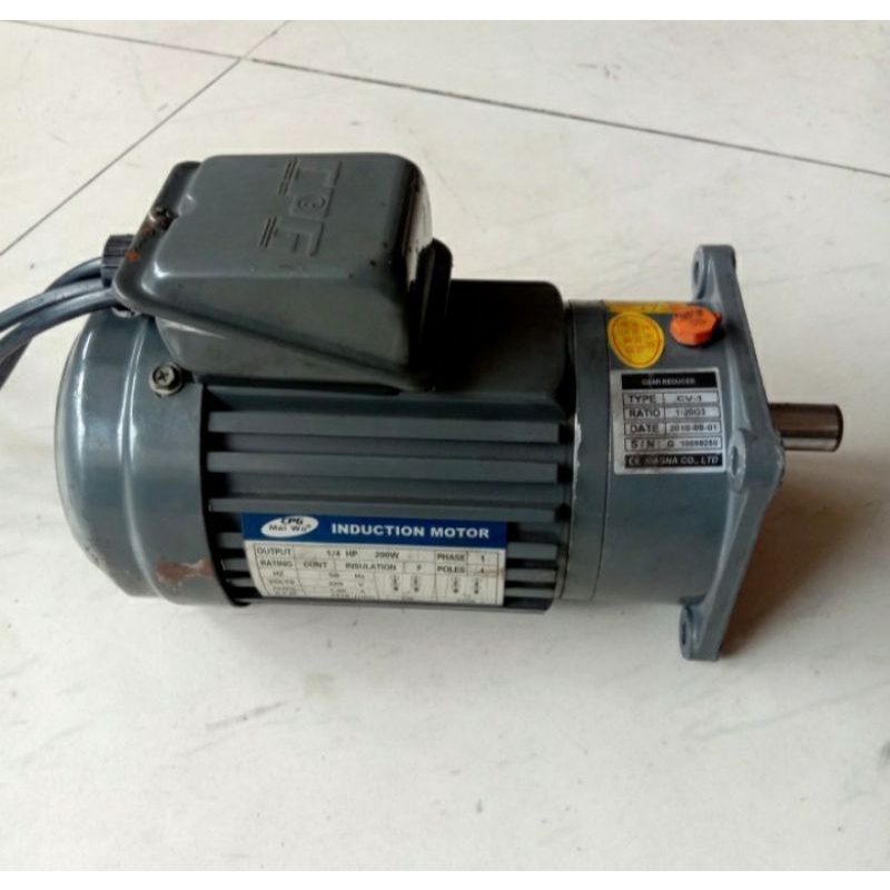 Induction Motor Gearbox 220V 200W Ratio 1:20 1/4Hp Single Phase